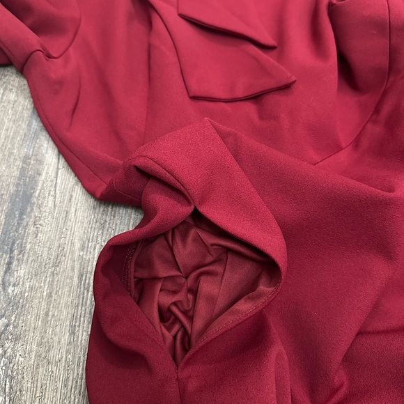 NWT Maggy London Women’s Short Sleeve Neck Tie A-line Burgundy Midi Dress Size 6 - Picture 6 of 10
